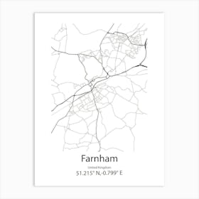 Farnham,United Kingdom Minimalist Map Art Print