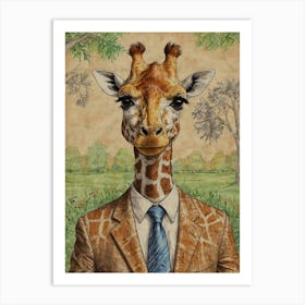 Giraffe In Suit 13 Art Print