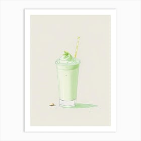 Pistachio Milkshake Dairy Food Minimal Line Drawing 3 Art Print