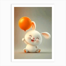 Bunny With Balloon- kids Art Print