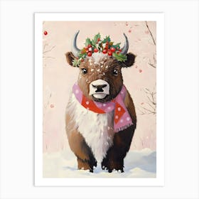 Christmas Cow Canvas Print Art Print