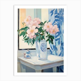 A Vase With Camellia, Flower Bouquet 2 Art Print