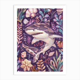 Purple Cookiecutter Shark Illustration 3 Art Print