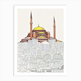 Hagia Sophia Istanbul Boho Landmark Illustration Art Print