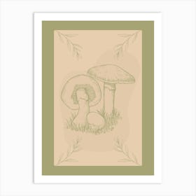 Mushrooms In The Grass Art Print