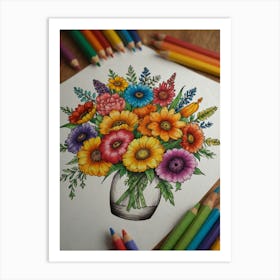 Flower Bouquet Coloring Page Art Print