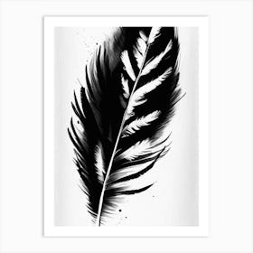 Feather Symbol Black And White Painting Art Print