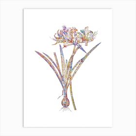 Stained Glass Golden Hurricane Lily Mosaic Botanical Illustration on White n.0161 Art Print