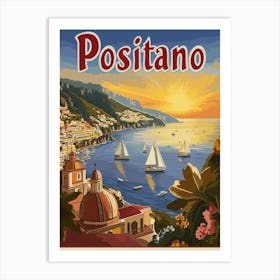 Aihrgdesign A Mid Century Modern Travel Poster For Positano 2 Art Print