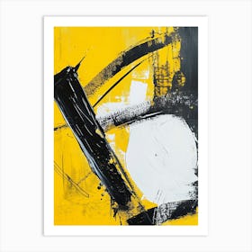 Minimalistic Black Yellow Abstract Art Print