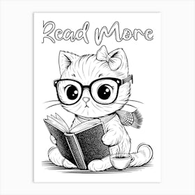 Read More, Book Lover Cat Art Print