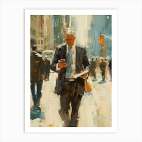 Man On His Cell Phone Art Print