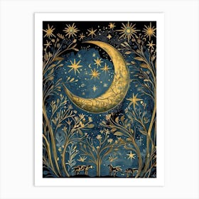 William Morris Art Sun Moon Night Eclipse Morris Exhibition Print Botanical Poster Vintage Full Art Print