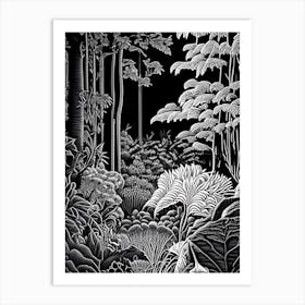 Royal Botanical Gardens, 1, Burlington, Canada Linocut Black And White Vintage Art Print