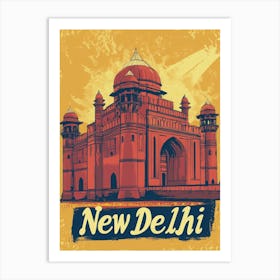 Aihrgdesign A Retro Travel Poster For New Delhi 1 Art Print