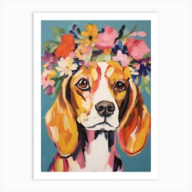 Beagle Portrait With A Flower Crown, Matisse Painting Style 3 Art Print