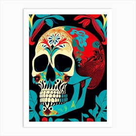Skull With Pop Art Influences 1 Line Drawing Art Print