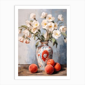 Pansy Flower And Peaches Still Life Painting 3 Dreamy Art Print