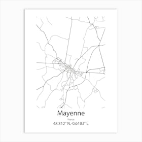 Mayenne,France Minimalist Map Art Print