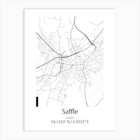 Saffle,Sweden Minimalist Map Art Print