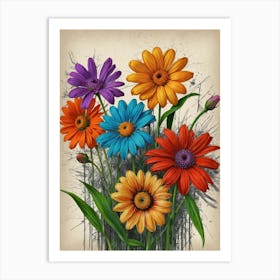 Colorful Gerberas Art Print