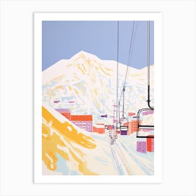 Val D Isere   France, Ski Resort Pastel Colours Illustration 2 Art Print