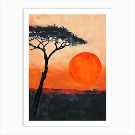 Sunset In The Savannah, Africa 2 Art Print