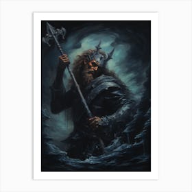 Mythical Illustration Of Poseidon 1 Art Print