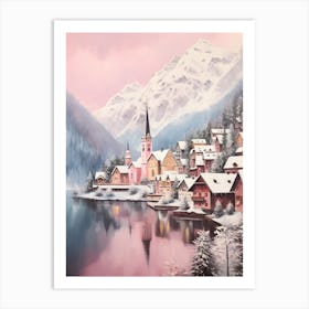 Dreamy Winter Painting Hallstatt Austria 4 Art Print