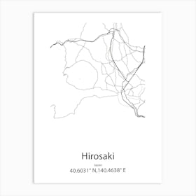 Hirosaki,Japan Minimalist Map Art Print