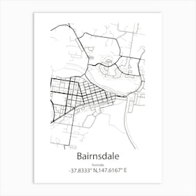 Bairnsdale,Australia Minimalist Map Art Print