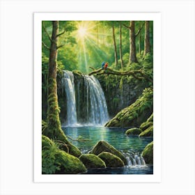 Waterfall In The Forest Art Print