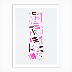 Marks Geometric Abstract Lines Pink Brown Art Print