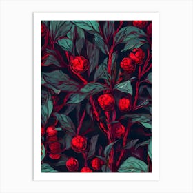 Seamless Pattern With Red Berries Art Print