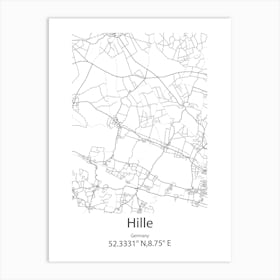 Hille,Germany Minimalist Map Art Print