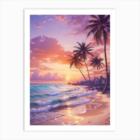 Sunset Beach Painting Art Print