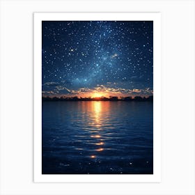 Starry Sky Over Water 2 Art Print