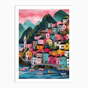 Colourful Houses On A Hillside Art Print