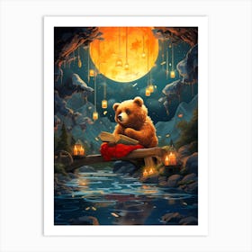 Bear In The Moonlight Art Print