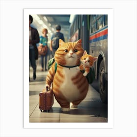 Cat In The Bag Art Print