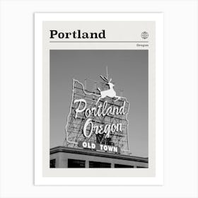 Portland Oregon Oldtown Black And White Art Print