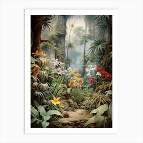Vintage Jungle Botanical Illustration Orchids 2 Art Print