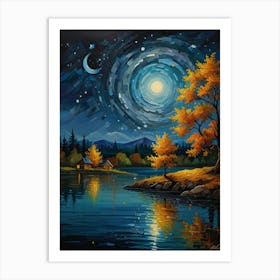 Night By The Lake 10 Art Print