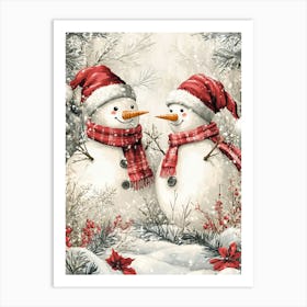 Christmas Snowman Painting Art Print