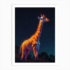 Giraffe At Night 1 Art Print