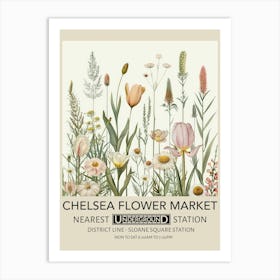 Chelsea Flower Market 1 Vintage Underground Travel Poster Art Print