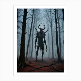 The Shadows Stir: Creature of the Dark Woods Art Print