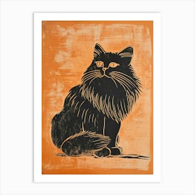 Himalayan Cat Linocut Blockprint 3 Art Print