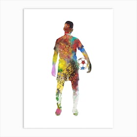 Male Soccer Player Watercolor Football 2 Art Print