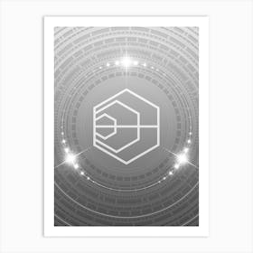 Geometric Glyph in White and Silver with Sparkle Array n.0015 Art Print